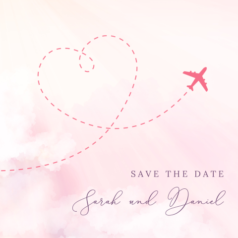 Save the Date Karte: Traumflug in rosa