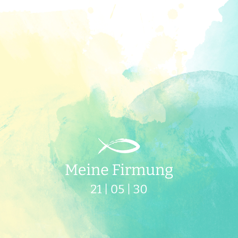Einladungskarte Firmung: Abstrakt mit Foto in Mint