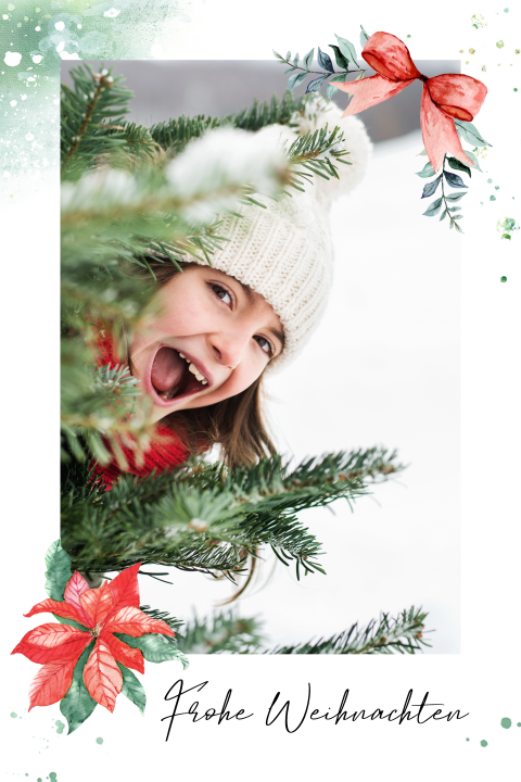 Weihnachtskarte: Weihnachtsstern mit Foto