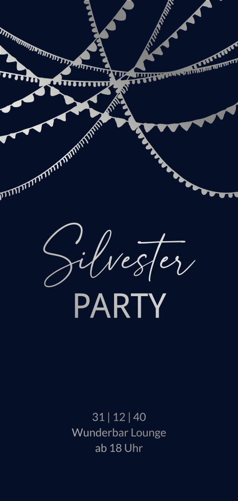 Einladungskarte Silvester & Neujahr: Silvester Girlande in Blau