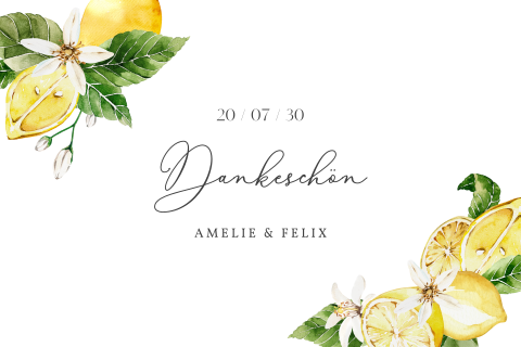 Dankeskarte Hochzeit: Zitronenblüten