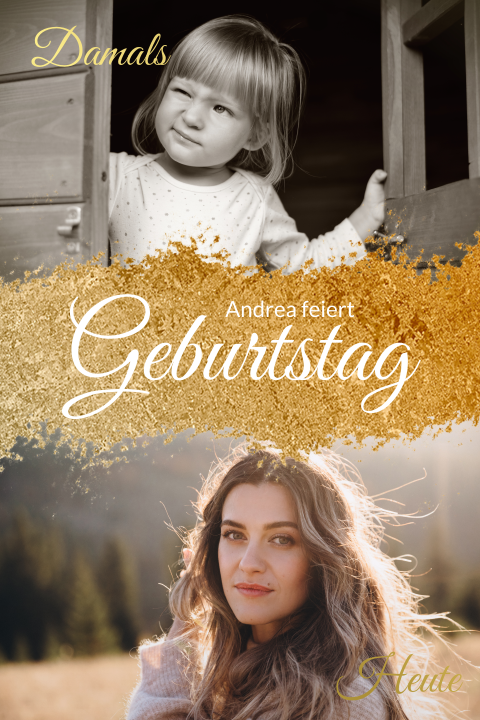 Einladungskarte 40. Geburtstag: Goldrausch mit Fotos in Gold