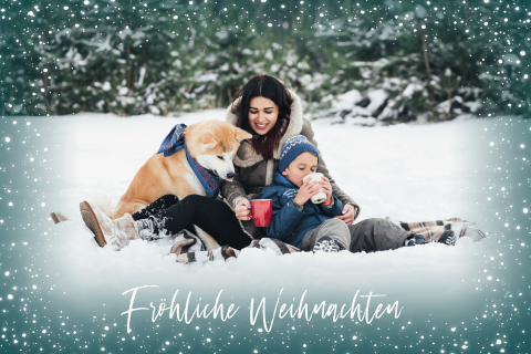 Weihnachtskarte: Funkelnde Weihnachtsgrüße mit Fotos in Türkis