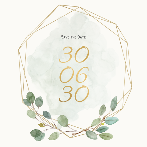 Save The Date Karte: Goldener Rahmen