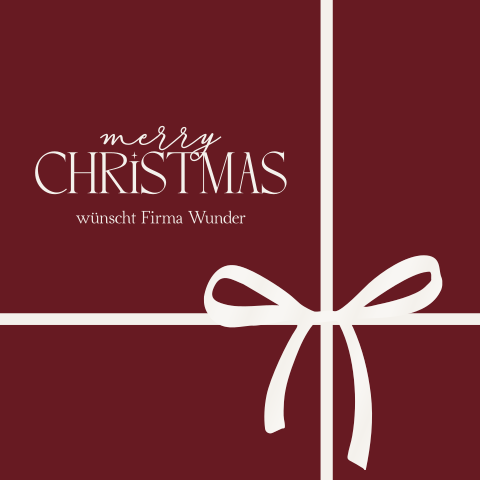 Weihnachtskarte: Präsent in Weinrot