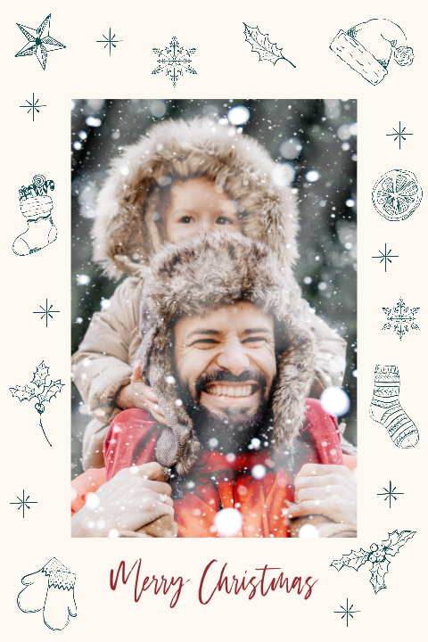 Weihnachtskarte: Weihnachtliche Kritzelei mit Foto