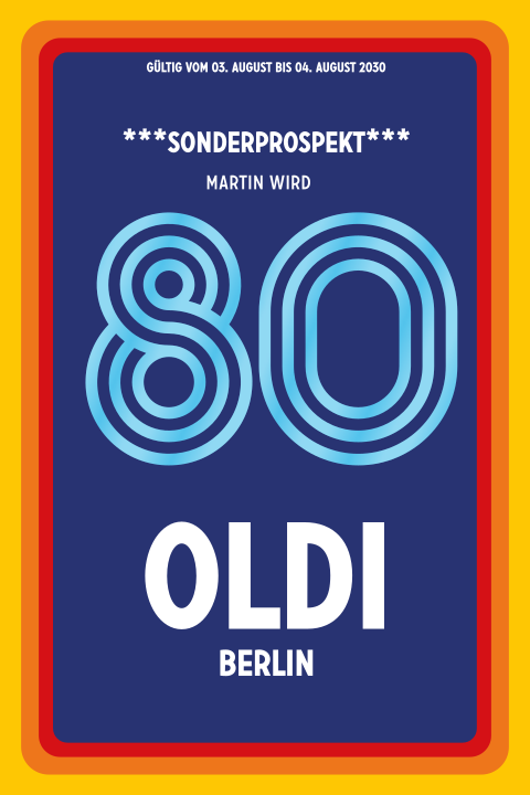 Einladungskarte 80. Geburtstag: Oldi 80 mit Foto in Blau