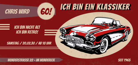 Einladungskarte 60. Geburtstag: Klassiker 60 in Dunkelrot