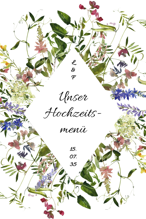 Menükarte Hochzeit: Wildblumen