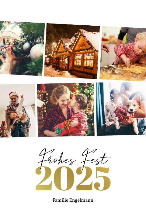 Weihnachtskarte: Fotoband mit Fotos in Weiß
