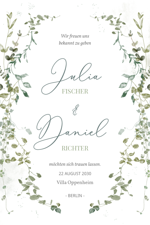 Einladungskarte Hochzeit: Liebesschwur in Weiß
