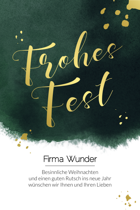 Weihnachtskarte: Goldene Feier mit Foto in Grün