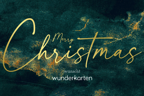 Weihnachtskarte: Goldene Wünsche in Grün