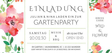 Einladungskarte Party: Flower Party in Weiß