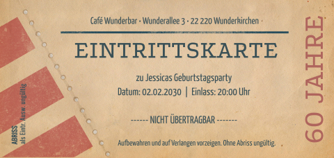 Retro Eintrittskarte