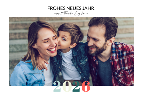 Grußkarte Silvester: Bunte Jahreszahl mit Fotos