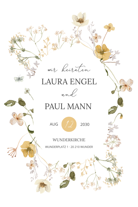 Einladungskarte Hochzeit: Der schönste Tag in Weiß