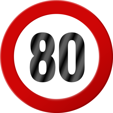 Einladungskarte 80. Geburtstag: Tempo 80 in Rot