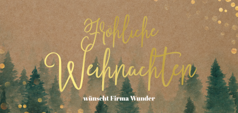 Weihnachtskarte: Goldener Tannenwald in Kraft Look