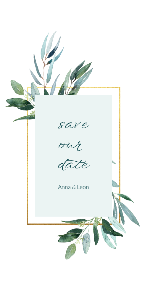 Save The Date Karte: Eukalyptusliebe