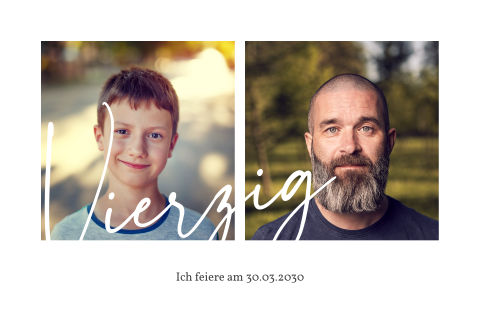 Einladungskarte 40. Geburtstag: Bilderduo 40 mit Fotos in Weiß