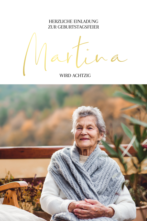 Goldschrift mit Foto