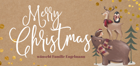 Weihnachtskarte: Weihnachtstiere in Kraft Look