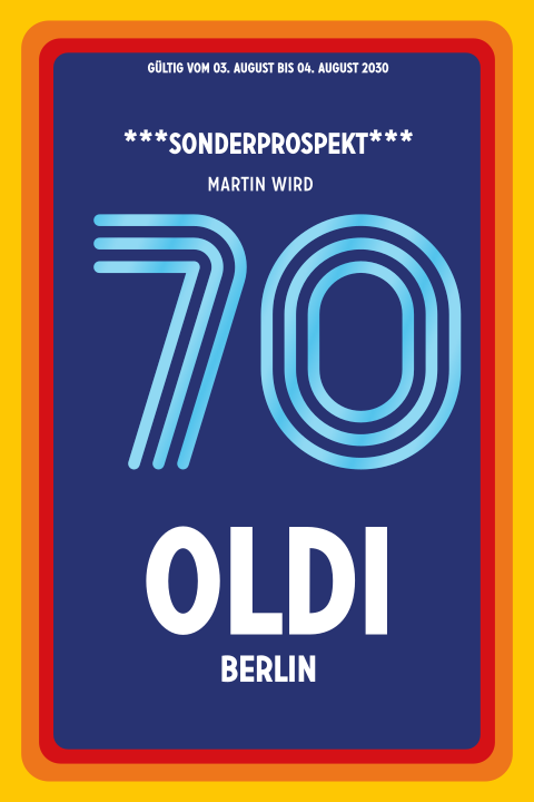 Einladungskarte 70. Geburtstag: Oldi 70 mit Foto in Blau