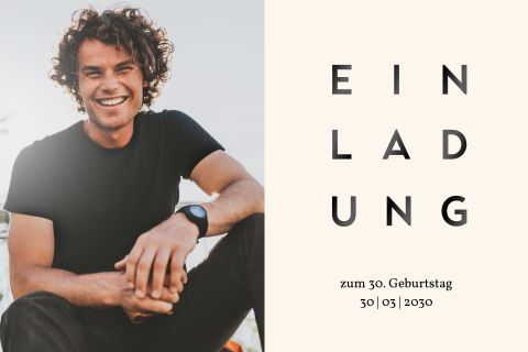 Einladungskarte Geburtstag: Simpel mit Foto in Creme