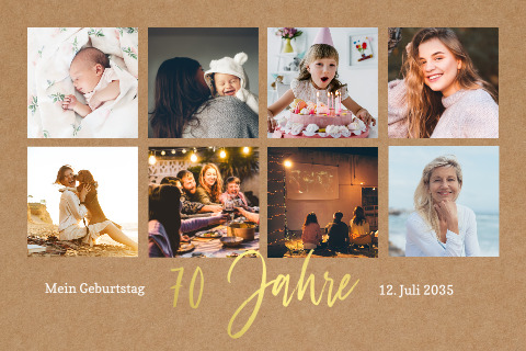 Einladungskarte 70. Geburtstag: Meine Erinnerungen 70 mit Fotos in Kraft Look