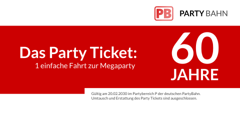 Einladungskarte 60. Geburtstag: Partybahn in Weiß