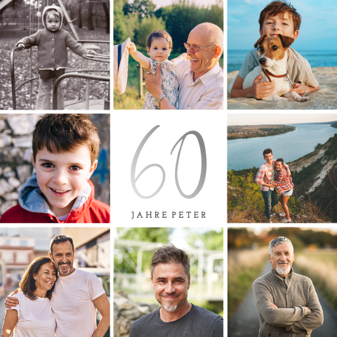Einladungskarte 60. Geburtstag: Bildreiche Jahre mit Fotos
