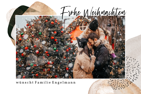 Weihnachtskarte: Familienbild mit Fotos