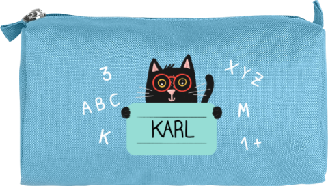Etui Einschulung: Lesekatze in Hellblau