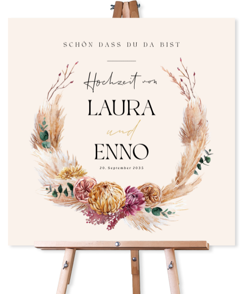 Willkommensschild Hochzeit: Sunset