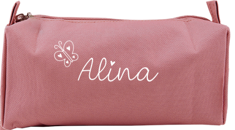 Etui Einschulung: Schmetterling in Altrosa