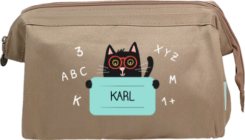 Etui Einschulung: Lesekatze in Sandfarben