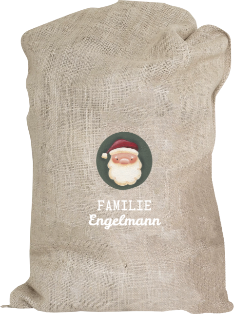 Jutebeutel mit Weihnachtsmann