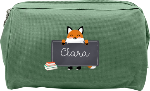 Etui Einschulung: Fuchs in Graugrün