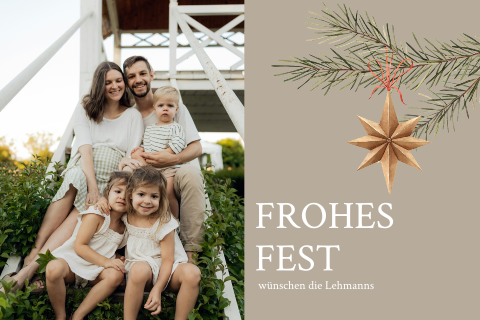 Private Weihnachtskarte mit Foto und Zweiglein