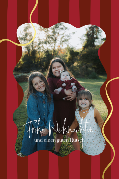 Private Weihnachtskarte mit Streifen und organischem Foto