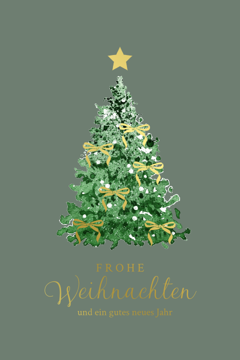 Private Weihnachtskarte mit geschmücktem Weihnachtsbaum