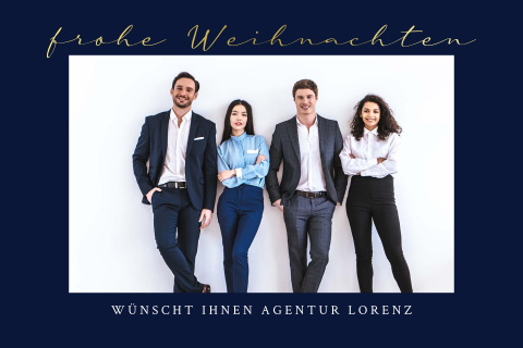  Geschäftliche Weihnachtskarte Goldene Grüße mit Foto Querformat