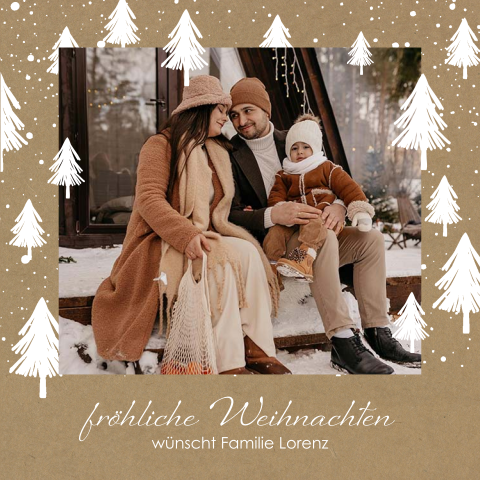 Private Weihnachtskarte Foto mit Schneewald