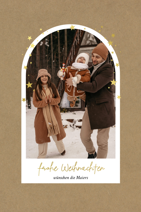 Private Weihnachtskarte Foto mit Sternchenbogen