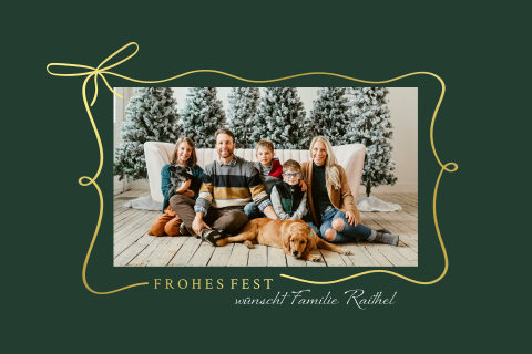 Private Weihnachtskarte mit Foto und Schleifen-Desgin