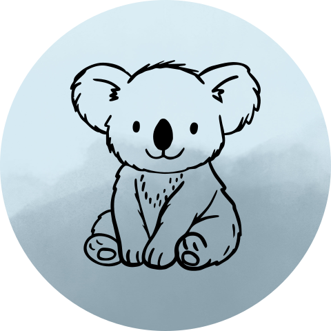 Sluitzegel koala lijntekening blauw