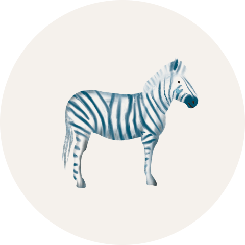 Sluitzegel zebra blauw jongen