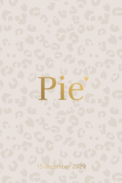 Geboortekaartje panterprint goud beige