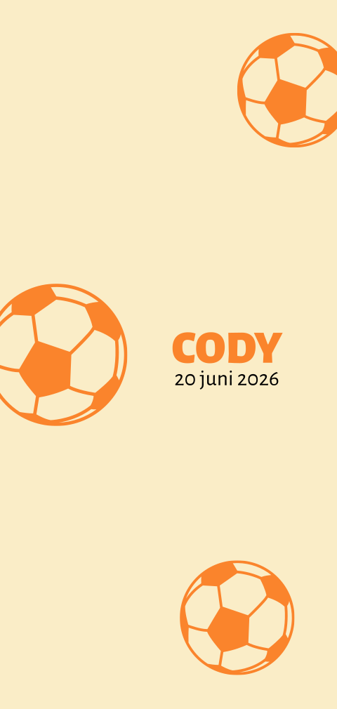 Geboortekaartje voetbal jongen oranje Nederland